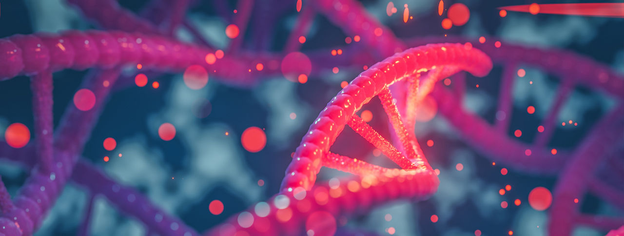 DNA helix colorful genes chromosomes   DNA sequence, DNA structure with glow. Science concept background 3d rendering